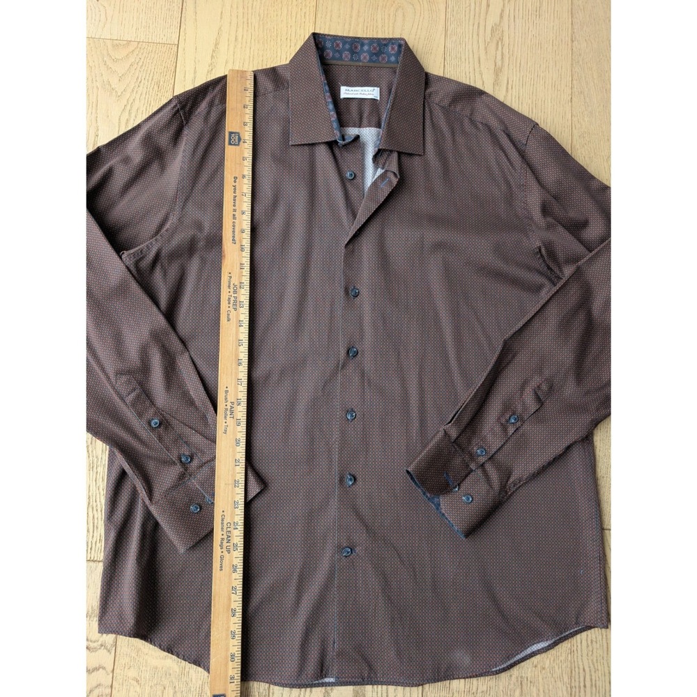 MARCELLO‎ Tailored Italian Fabric Mens Geometric Pattern Dress Shirt XXL - Picture 4 of 10